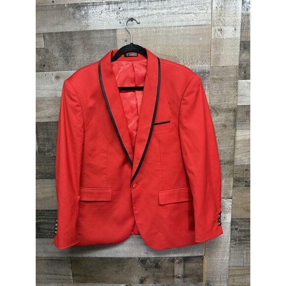 Insomnia Men’s One Button Red And Black Blazer Medium Sports Coat Sz 44S - Picture 1 of 8